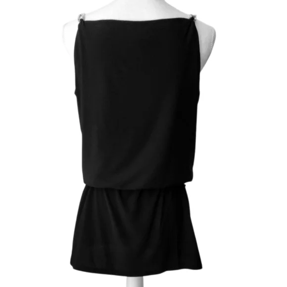 White House Black Market Black Sleeveless Drape Cowl Neck Tunic Top Size M - Picture 3 of 6